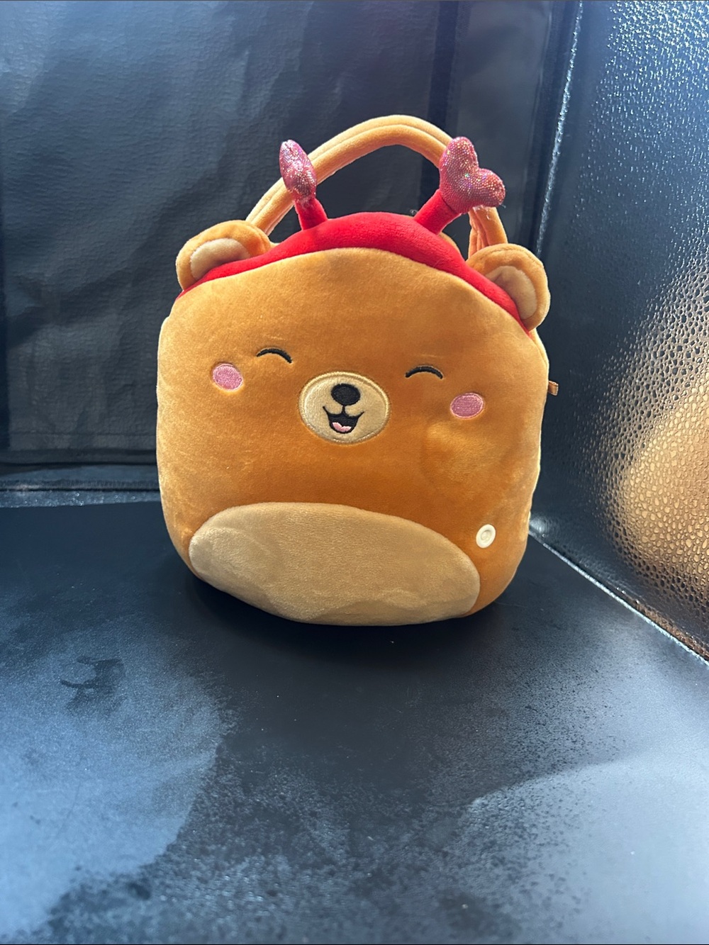 Squishmallows Brown Bear Plush with Multicolor Logo Tag